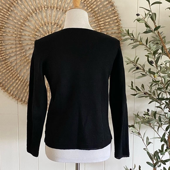 Scotch & Soda Maison Scotch Black Long Sleeve Metallic V Neck Sweater Medium - Picture 2 of 9